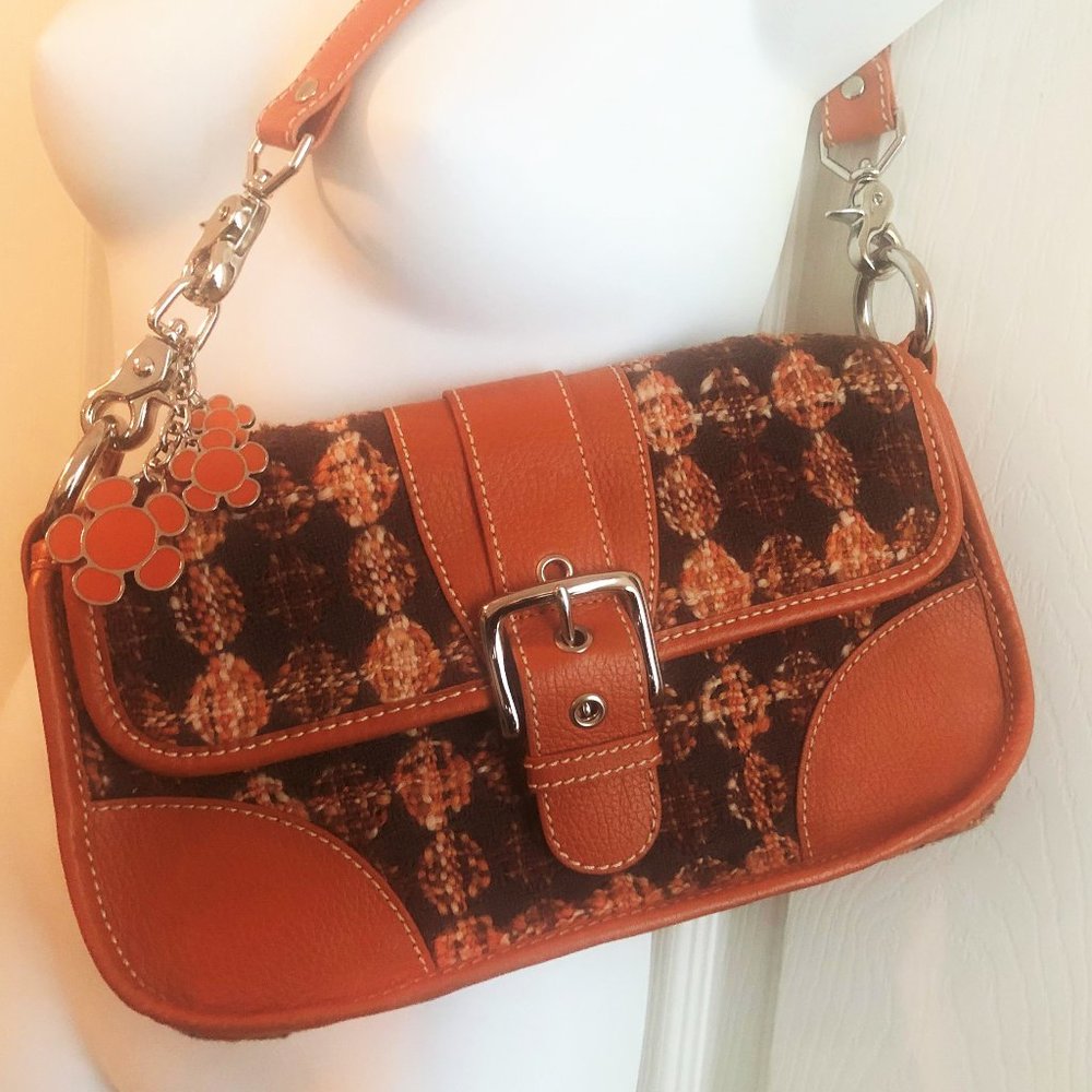 Isabella Fiore Leather and Tweed Bag